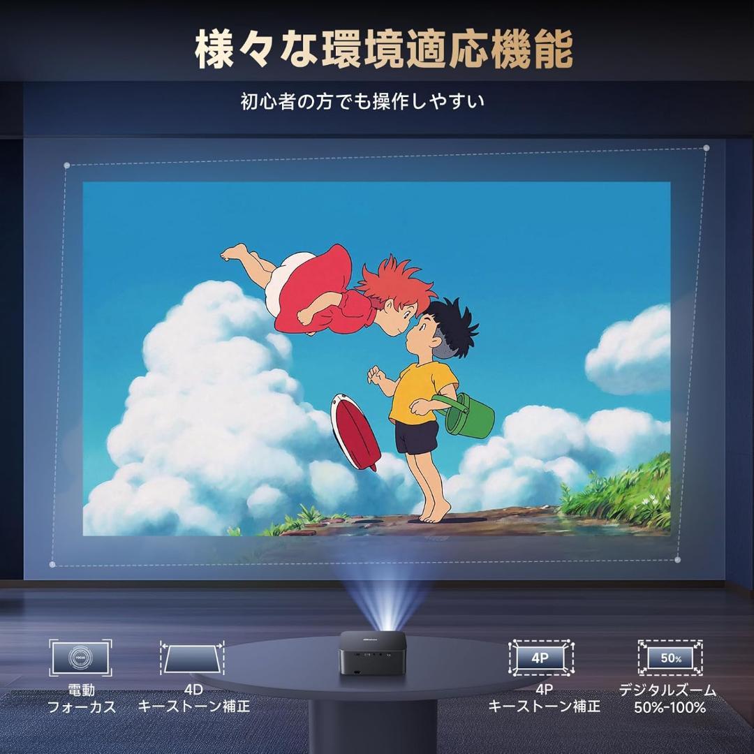 プロジェクター 小型 天井投影 800ASNI 高輝度 1080P 4K対応