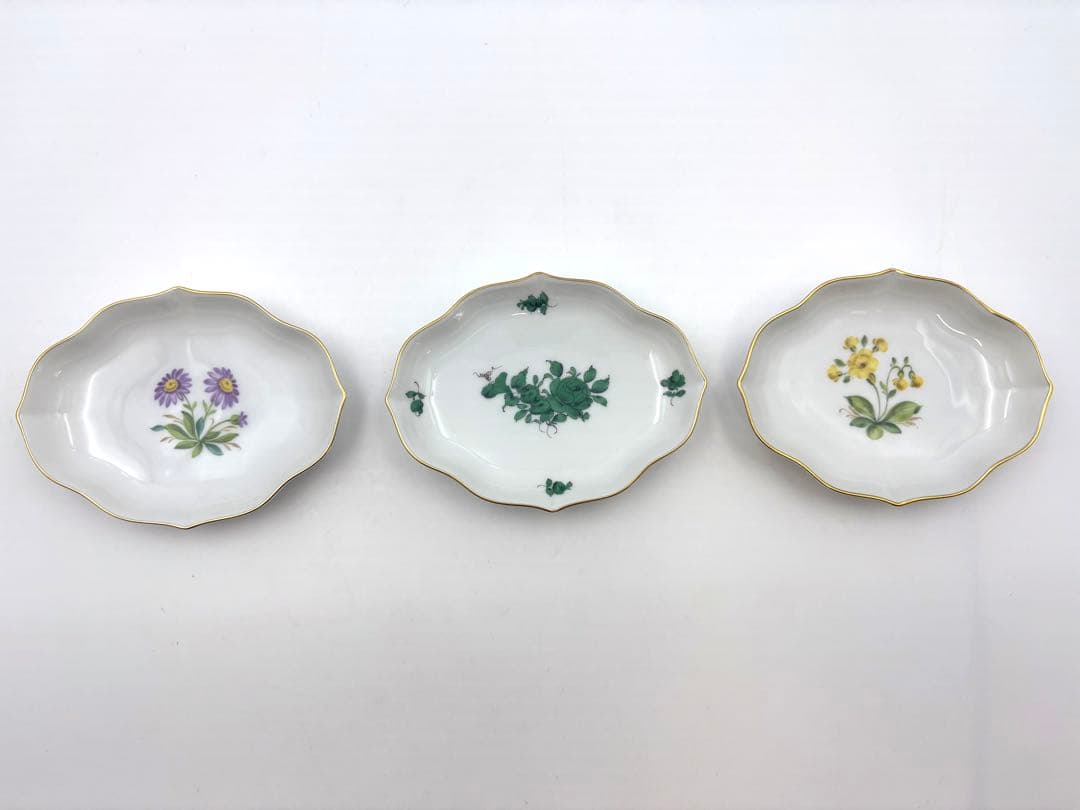 未使用保管品　アウガルテン フラワー 絵変り金彩 ミニプレート 小皿豆皿　7枚