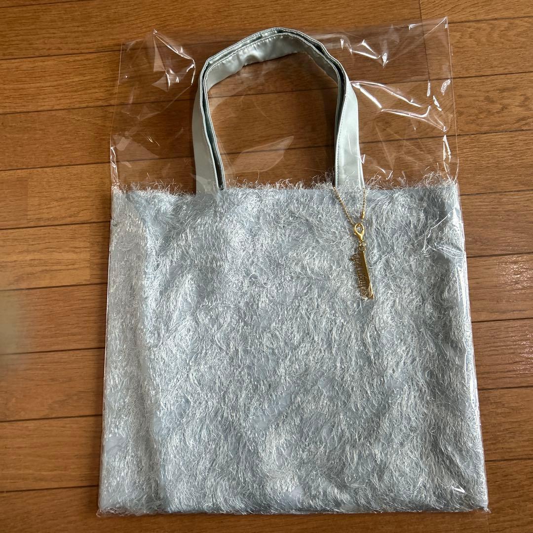 ♡新品♡完売商品シャルマントサック　フリンジトート　　短毛L アクアブルー