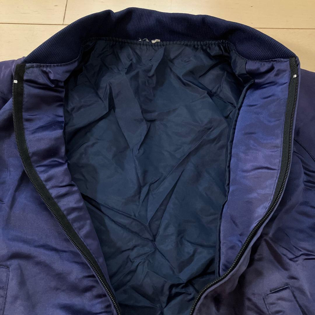 11.21 ヴィンテージ 沖縄 スカジャン 龍 ドラゴン ネイビー 刺繍 古着