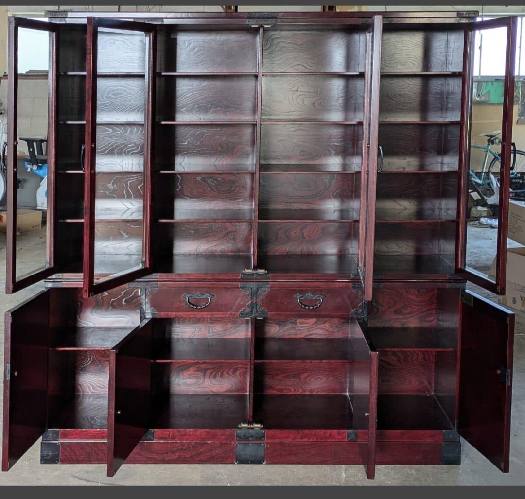 二本松工藝館　田中家具 重厚感ある佇まいが魅力的な水屋箪笥 キャビネット 食器棚