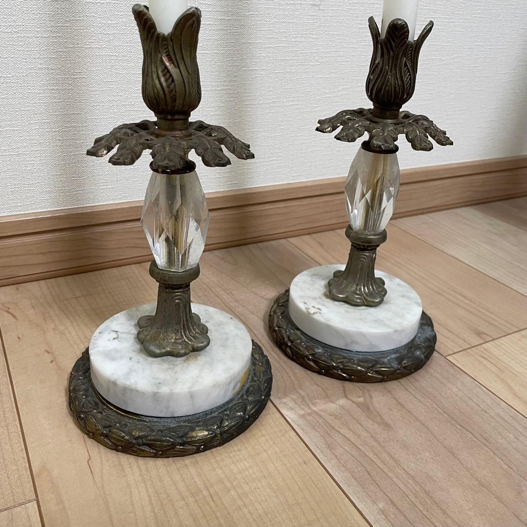 ヴィンテージ　大理石　キャンドルスタンド