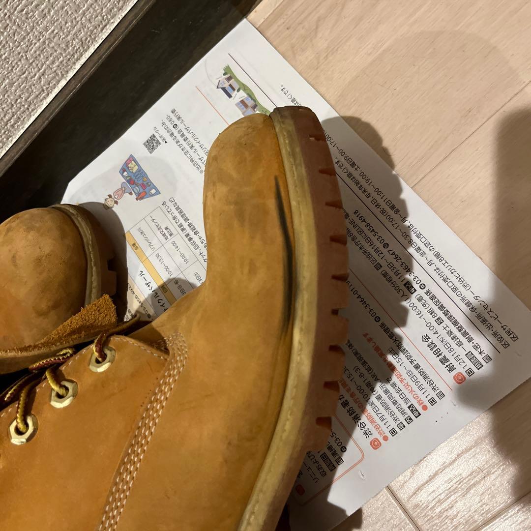 Timberland 防水ベージュレザー ワークブーツ