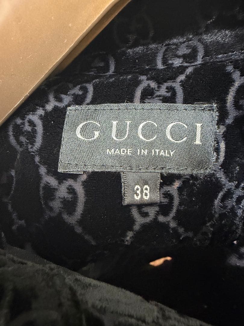 美品　ヴィンテージGUCCI GGベロアシャツ ブラウス　ブラック