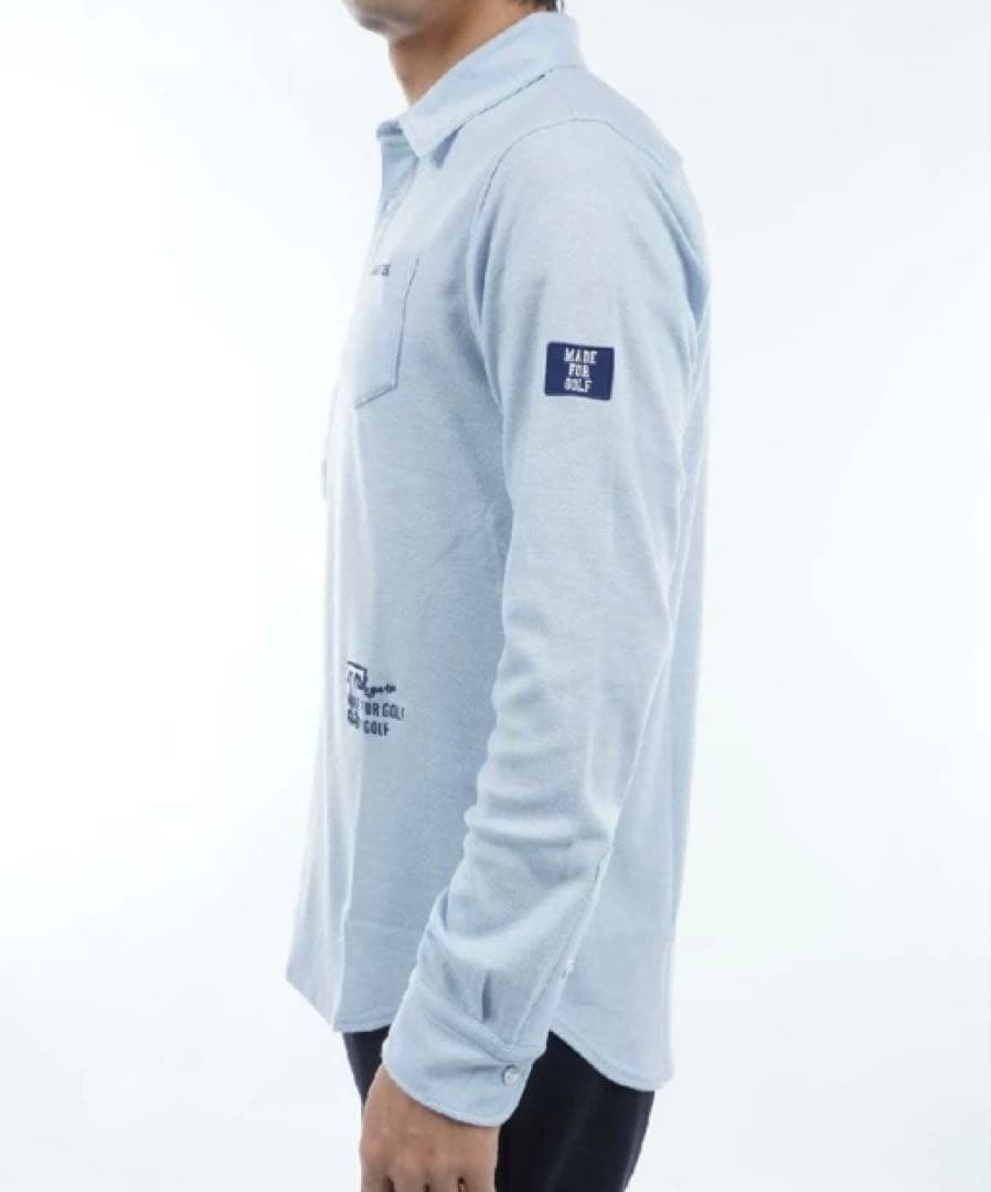 新品 パーリーゲイツ ストレッチカノコスムースピーチ 長袖ポロシャツ(6)LL青