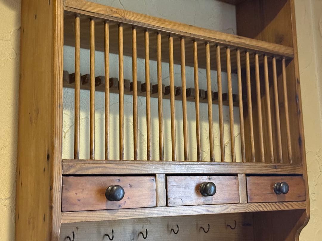 イギリスアンティークオールドパイン　プレートラック