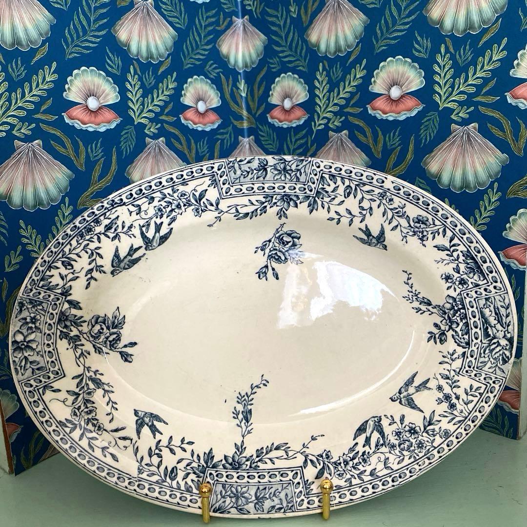 フランスアンティーク プレート ツバメ 皿 CERESフランス リュネヴィル製