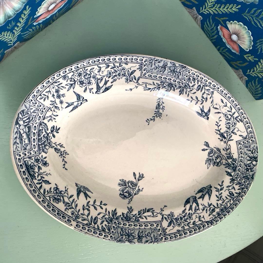 フランスアンティーク プレート ツバメ 皿 CERESフランス リュネヴィル製