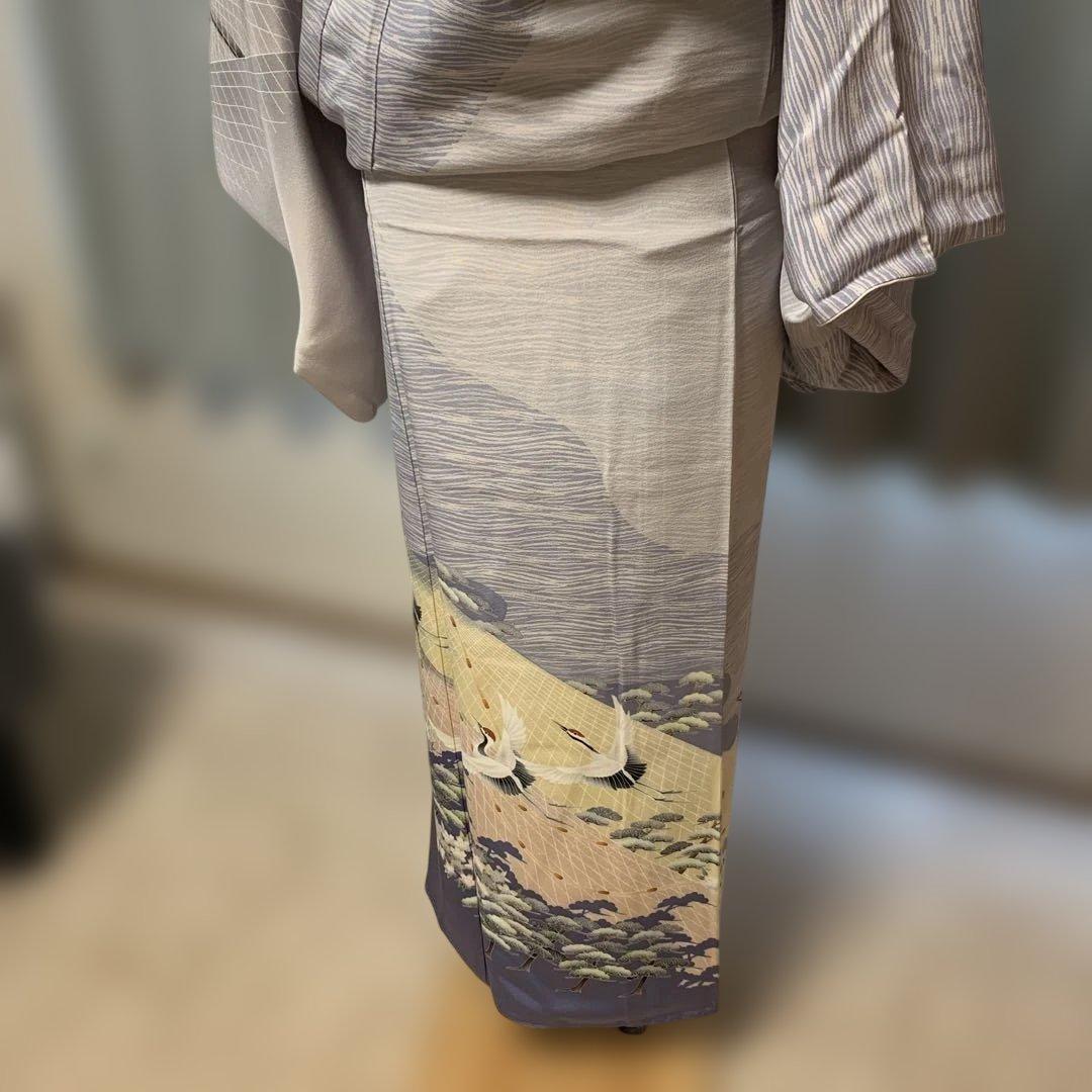 yamaguchi様極美品★加賀友禅訪問着袷★落款あり★舞鶴★グレーラベンダー