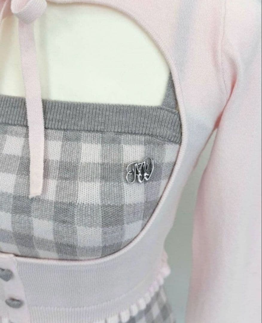 HONEYMEW ハニーミュウ　ギンガムアンサンブルトップス　ピンク