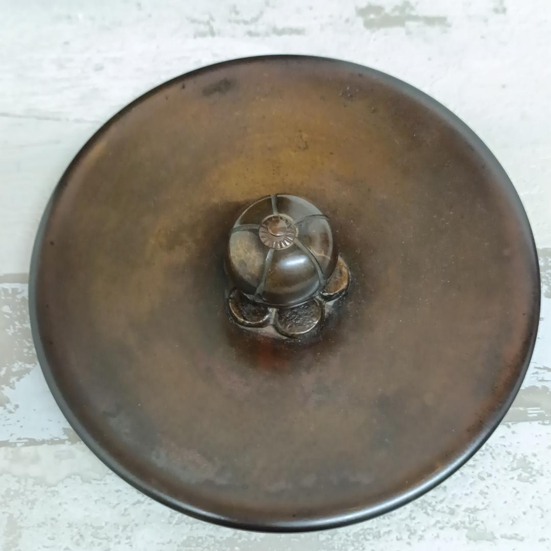 K102 茶道具 筒糸目釜 竹地紋 橋本辰敏 共箱 鉄釜 鉄製 銅製蓋 茶釜