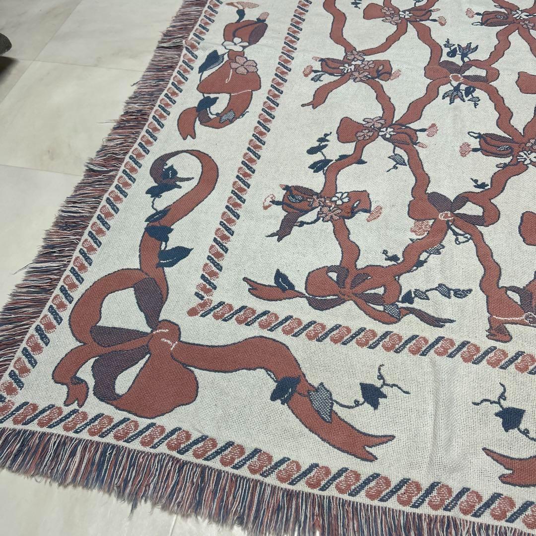 リボン　マルチカバー　ソファーカバー　ヴィンテージラグ　175x124