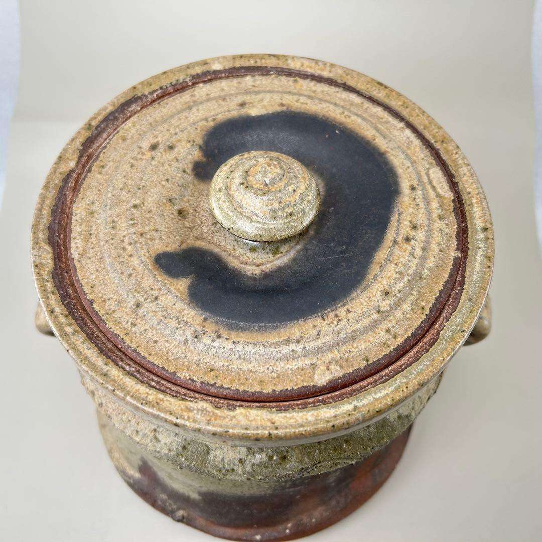 B020高倉国光 茶道具 水指【小石原焼耳付水指】木箱付き