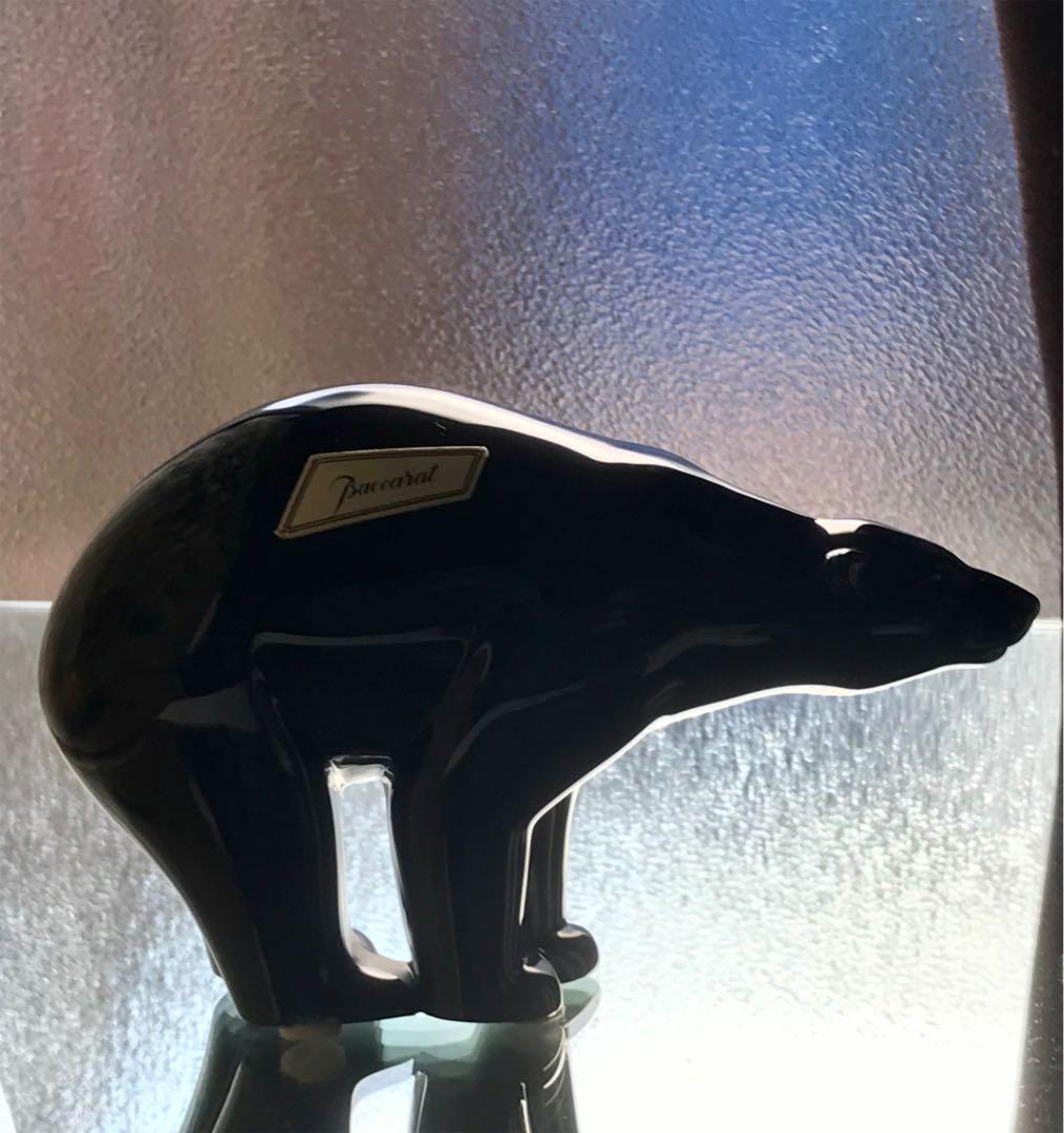 希少美しい艶バカラBACCARATブラッククリスタル熊ジョルジュ シュヴァリエ作