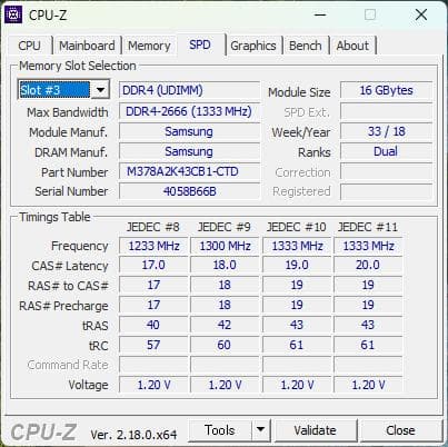 SAMSUNG DDR4-2666 32GB(16GB×2)