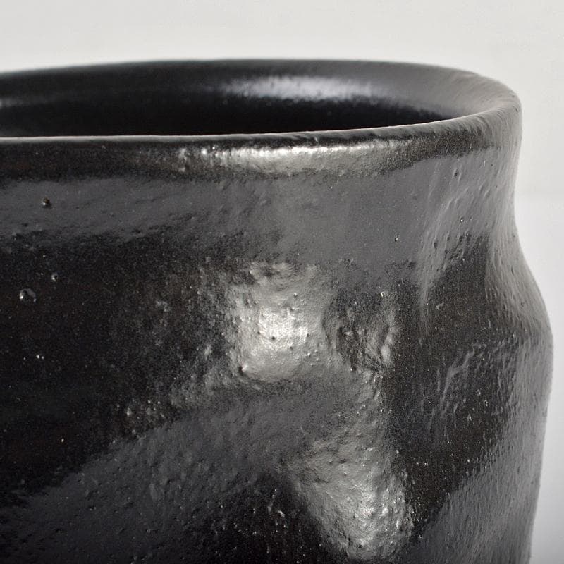 加藤唐九郎（一無斎）作　黒茶碗　銘「黎明」　仕覆付　共布　極め箱　D　R6974