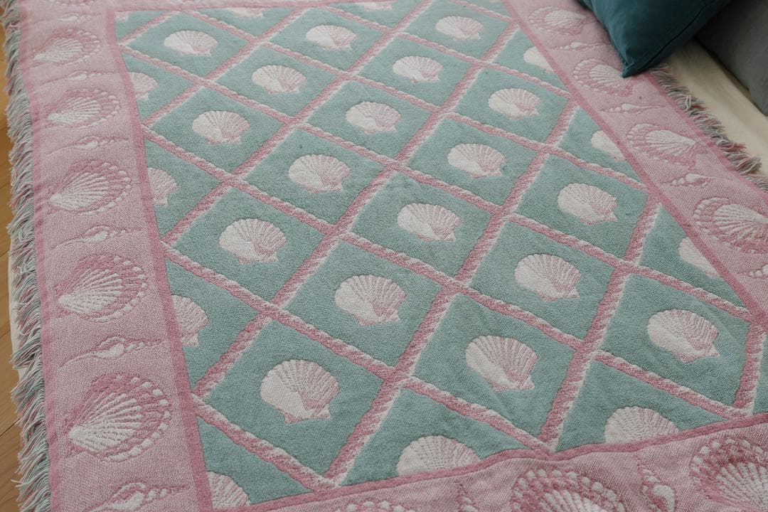 80s Shell Rug USA　ビンテージ　ラグ　絨毯ブランケット