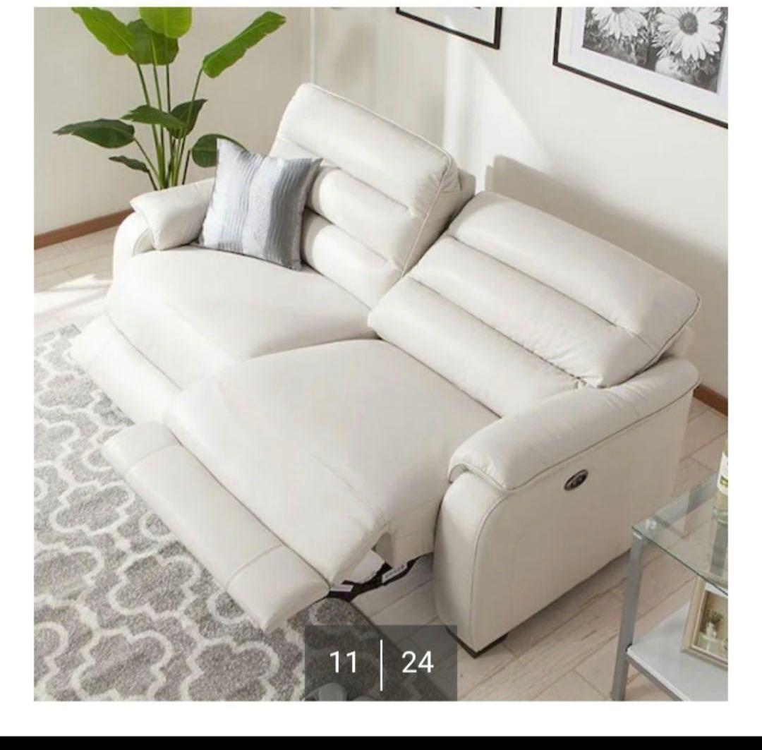 2人掛け両電動リクライニングソファ 厚革(一部合成皮革)タイプ クローナ