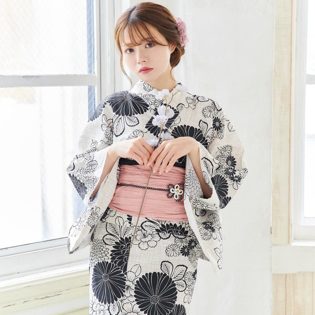 新品 浴衣 セット 浴衣セット ゆかた 大人 レディース 黒 白 Y4-73