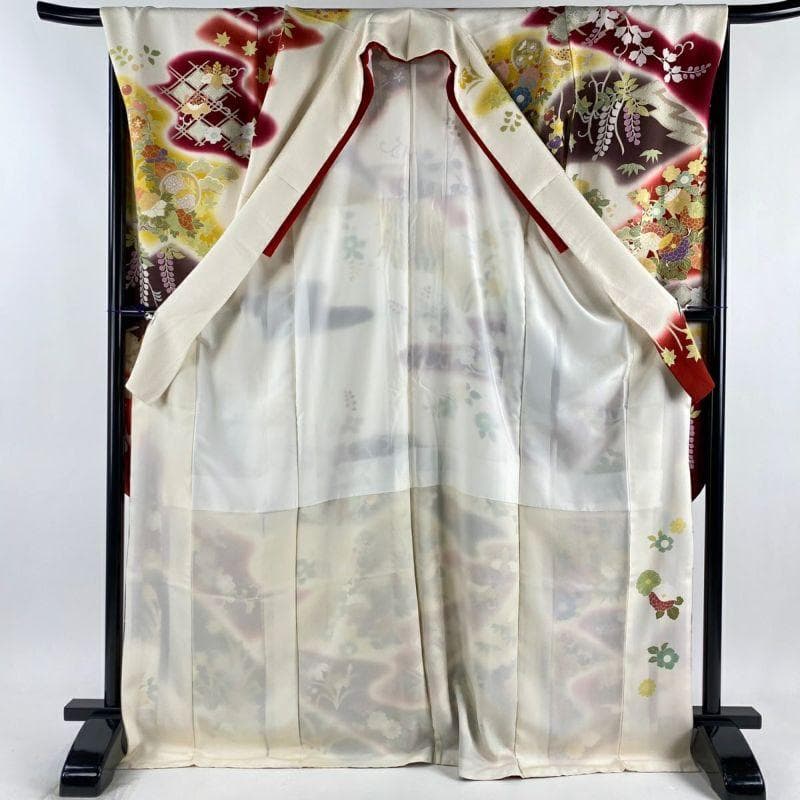 白地 染め分け 古典柄 京友禅 金駒刺繍 振袖