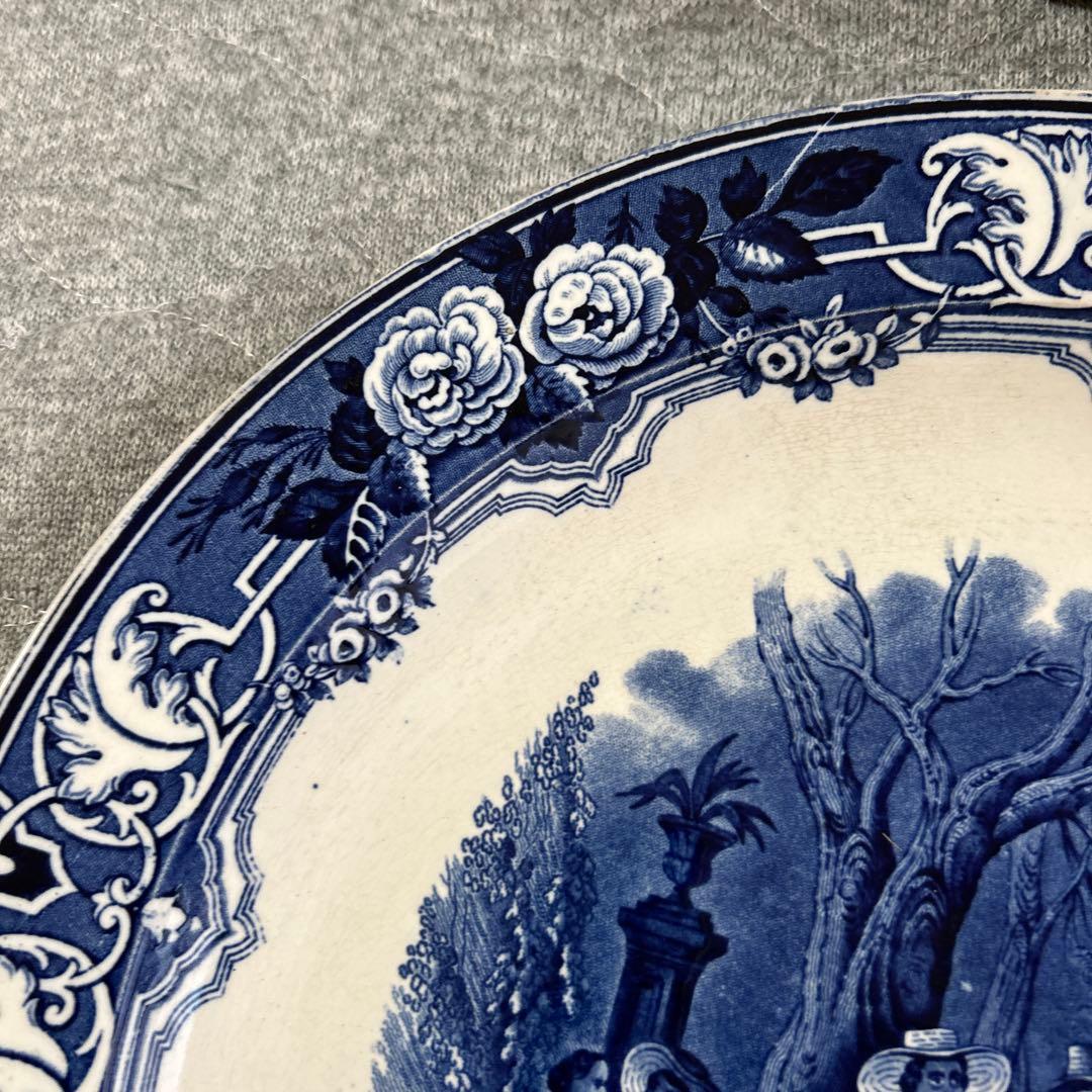 ブルーアンド ホワイト大皿 オランダ 阿蘭陀 シノワズリアンティーク ヨーロッパ