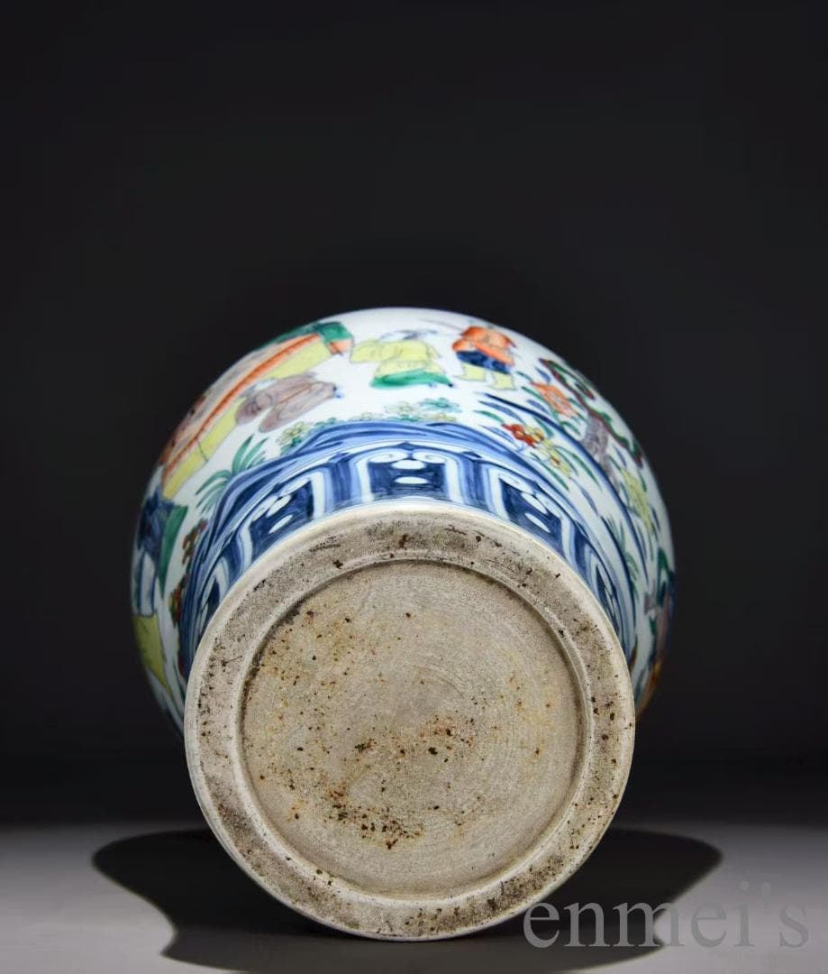 中国古美術・明宣徳・五彩戦将図梅瓶・五彩・唐物・壺・骨董品・時代物・古陶磁・古玩