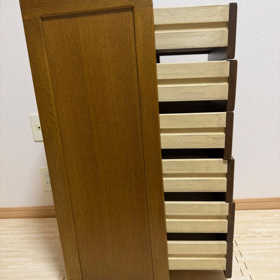 浜本工芸 ナラ材 木製 6段 スリムチェスト 国産