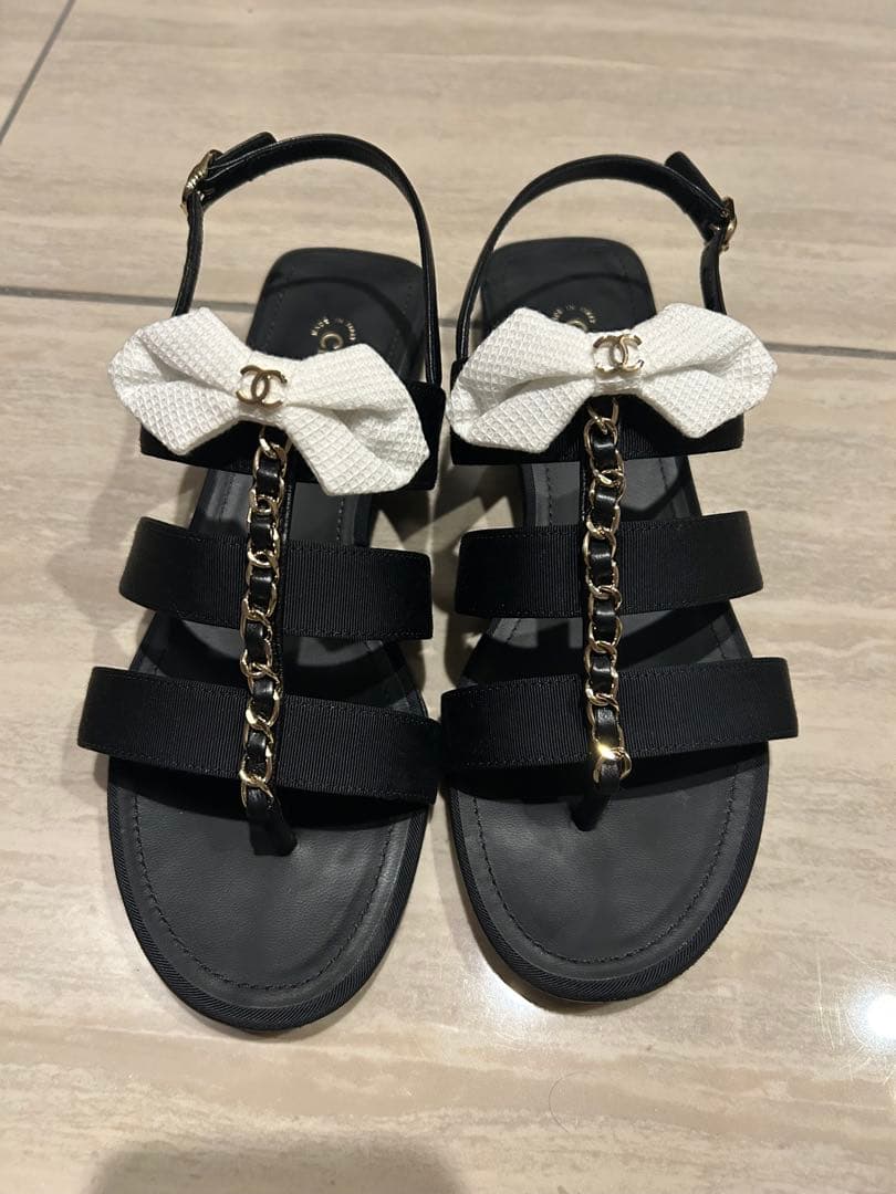 【期間限定価格】 CHANEL シャネル サンダル リボン 36