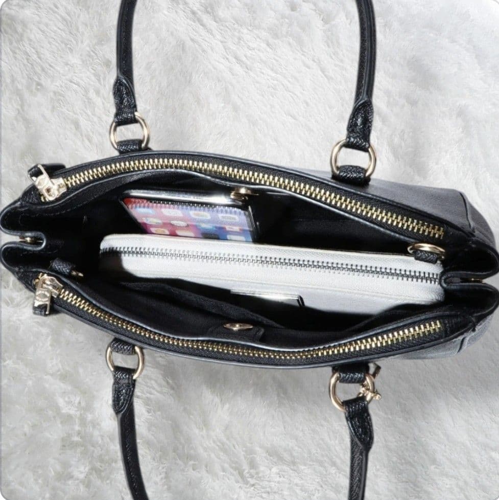 COACH 本革 ミニサリー キャリーオール ブラック ハンドバッグ