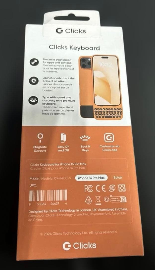 Clicks(クリックス) iPhone 16 Pro 用 キーボード付き