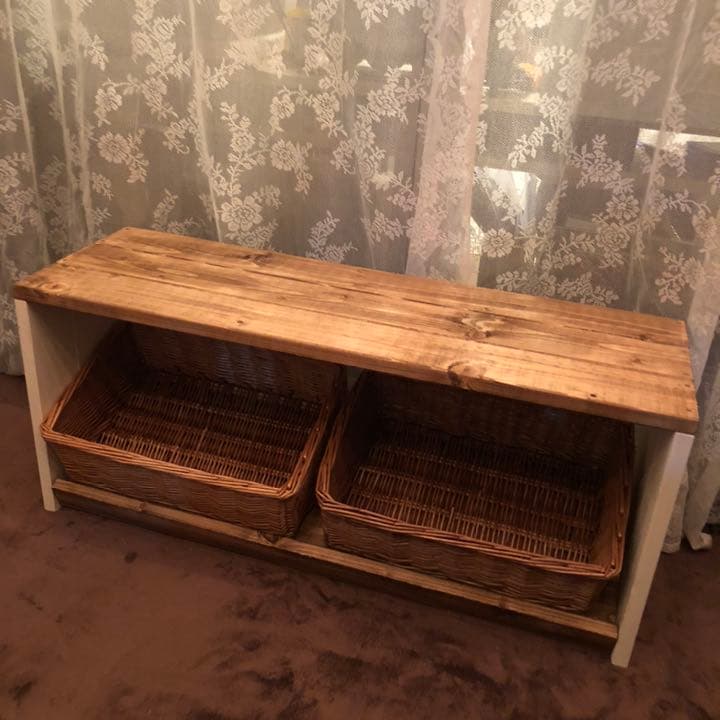 収納ベンチ　斜めver.  ハンドメイド　おもちゃラック　ランドセルラック