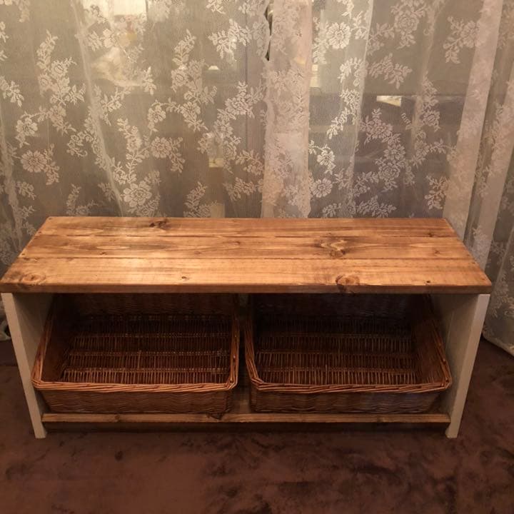 収納ベンチ　斜めver.  ハンドメイド　おもちゃラック　ランドセルラック