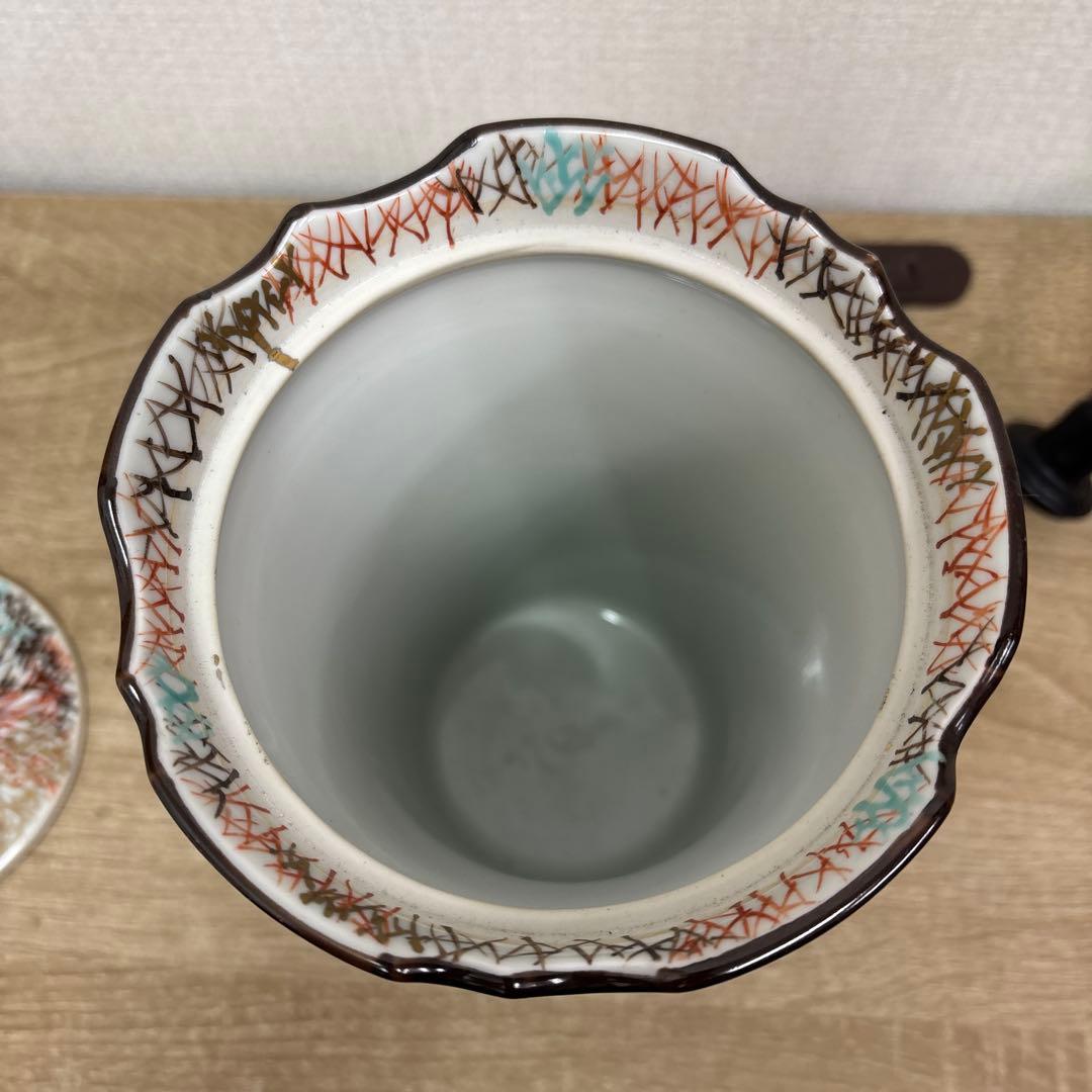 茶道用　水指 水指　平安　手塚祥堂造 金彩柴垣文