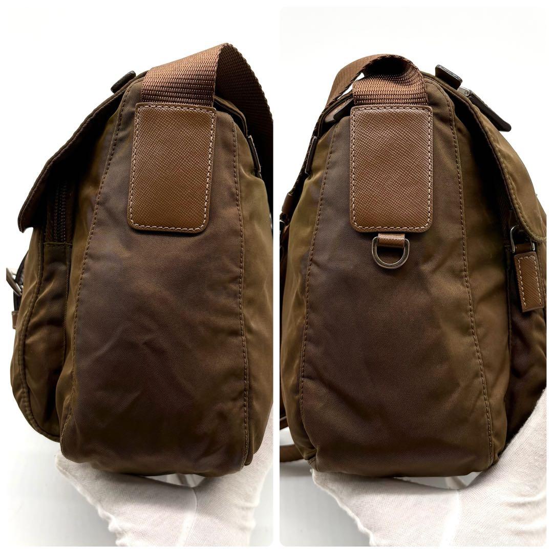 【極美品】プラダ ショルダーバッグ 近年モデル ナイロン サフィアーノ カーキ