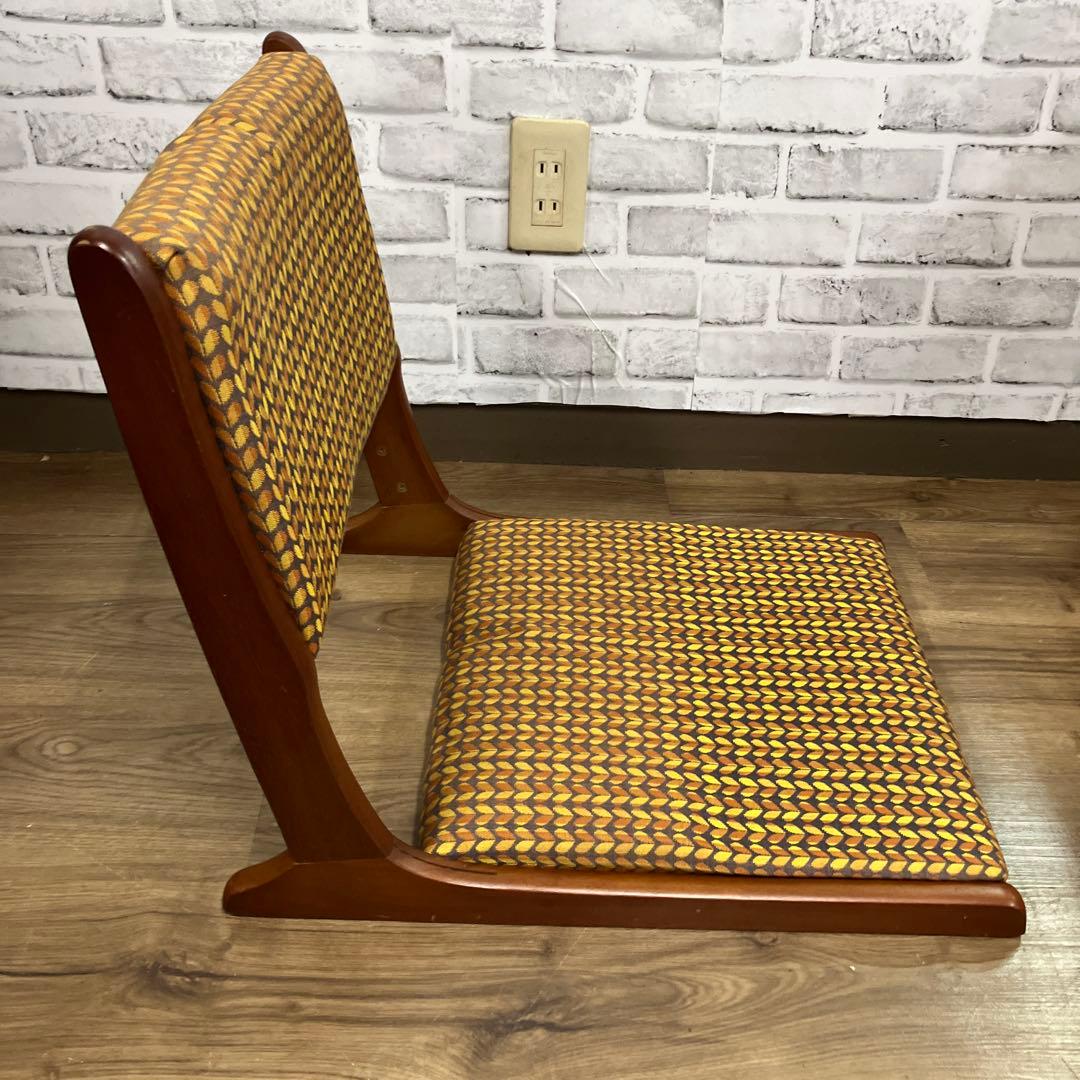 A-2 ②アンティーク レトロポップ 昭和レトロ 折り畳み座椅子 幾何学模様