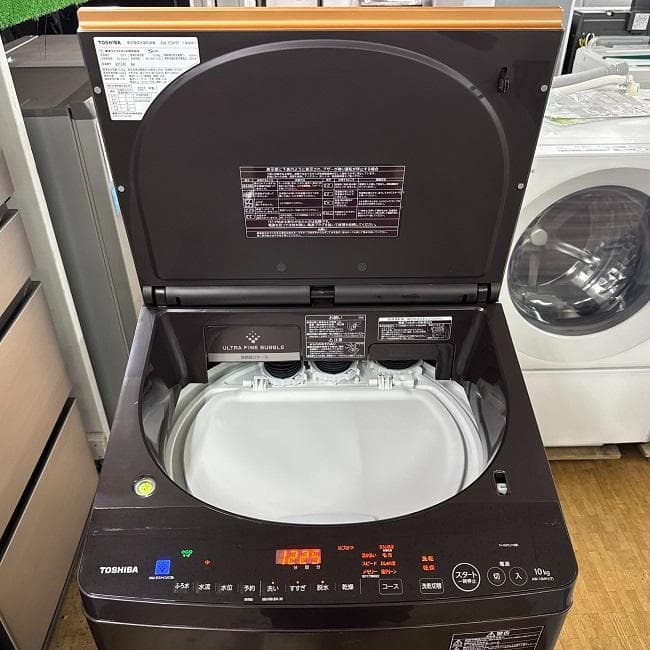 地域限定送料無料　美品 東芝 10㎏ 洗濯乾燥機 人気のブラウンAW-10VH1