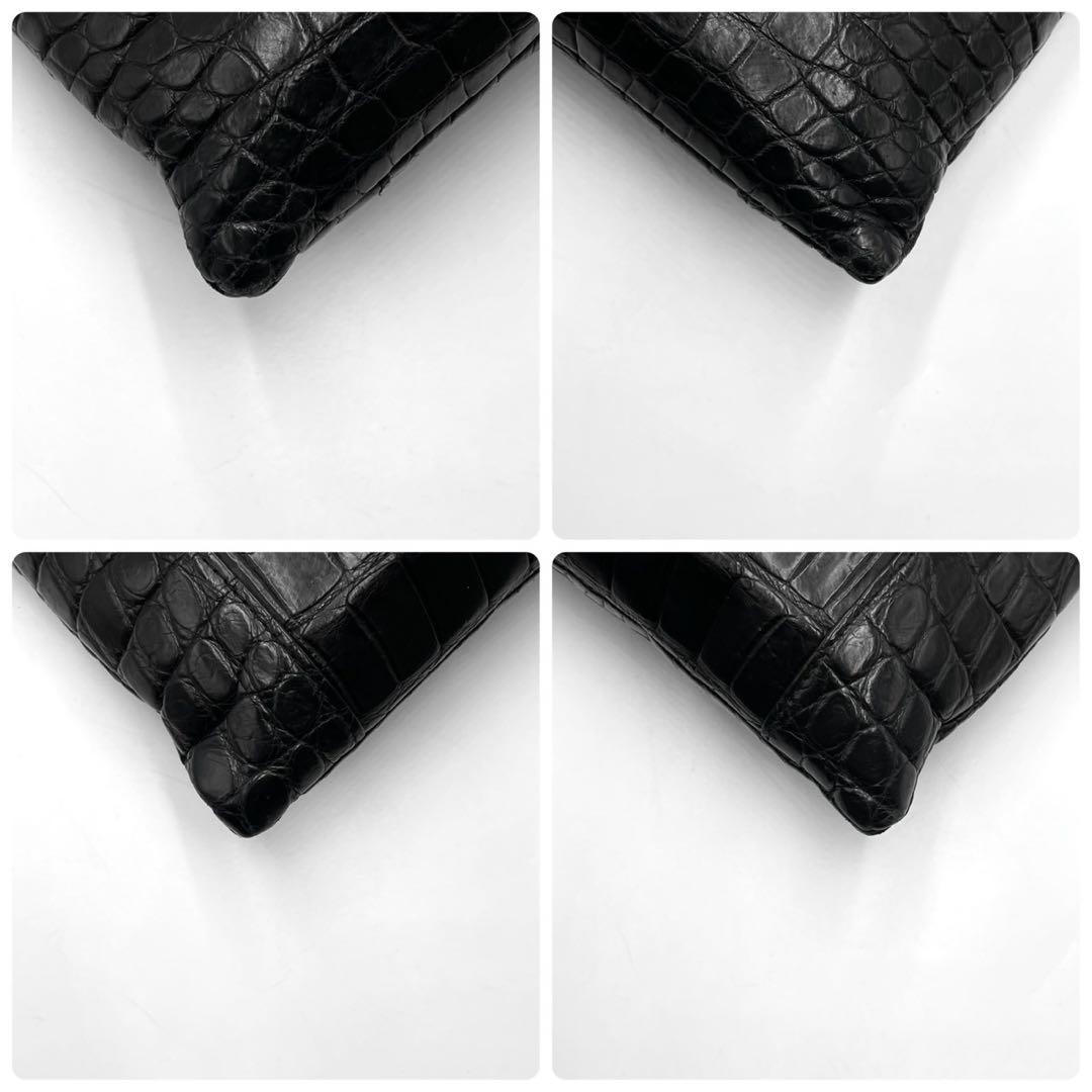 定価25万!!! JRA公認 マットクロコ ショルダーバッグ センター取り 黒