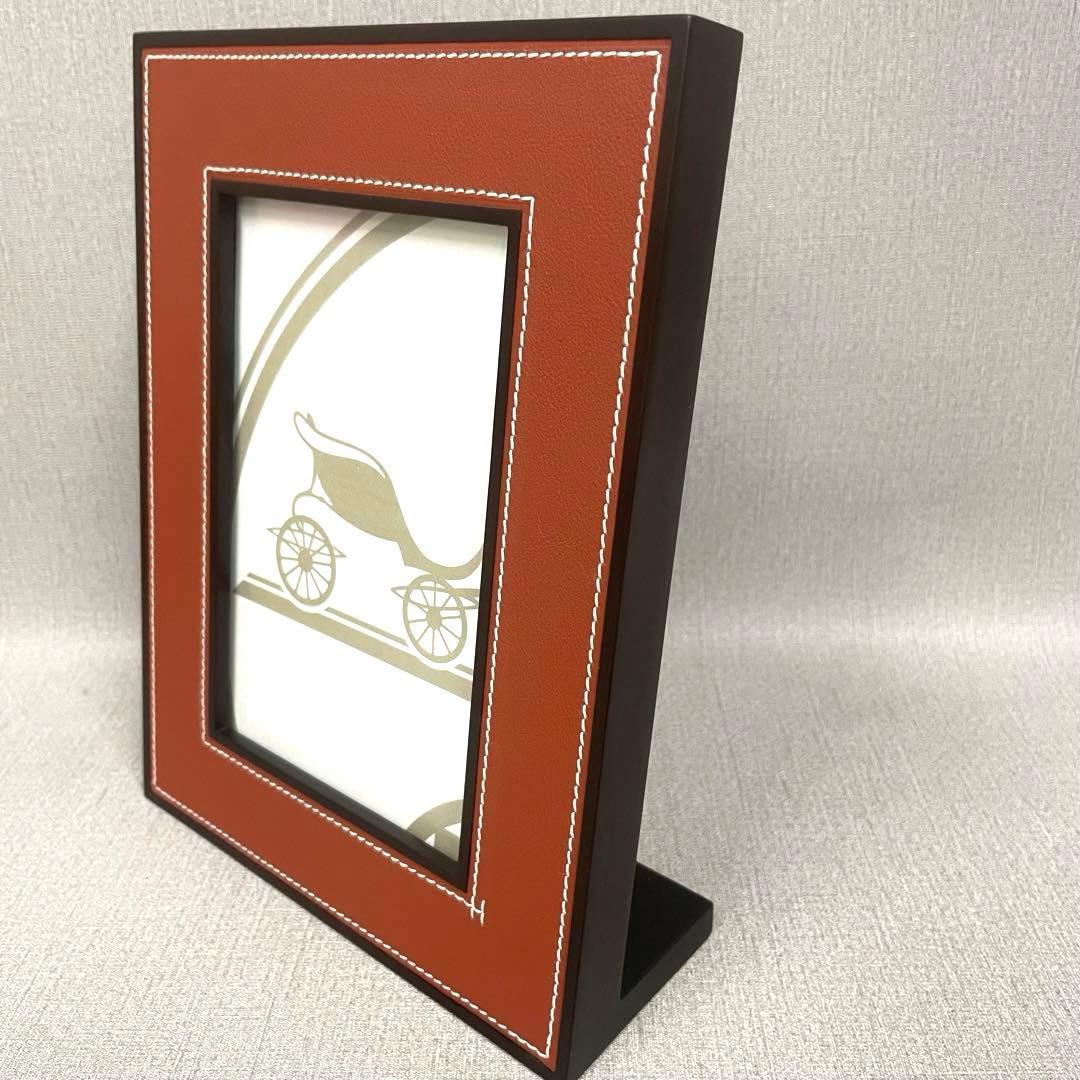 【H】Hermes エルメス レザー×ウッド フォトフレーム プレイヤード