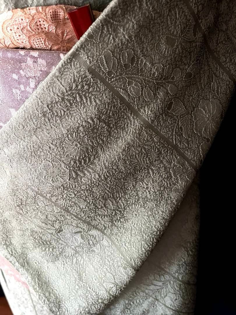 ★専用★【色無地】辻が花地紋 薄萌葱色 膨れ織　縫取のような立体感　しつけ付き