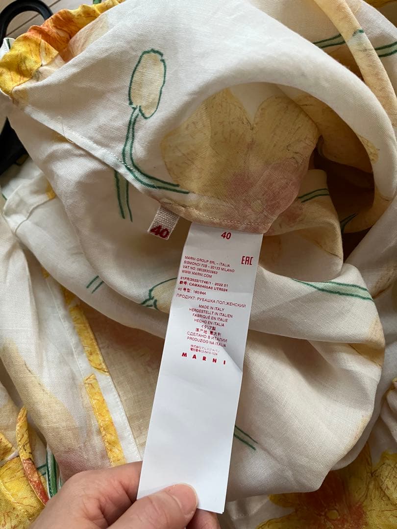 マルニ　フラワープリント　ボリュームギャザーブラウス　美品　40