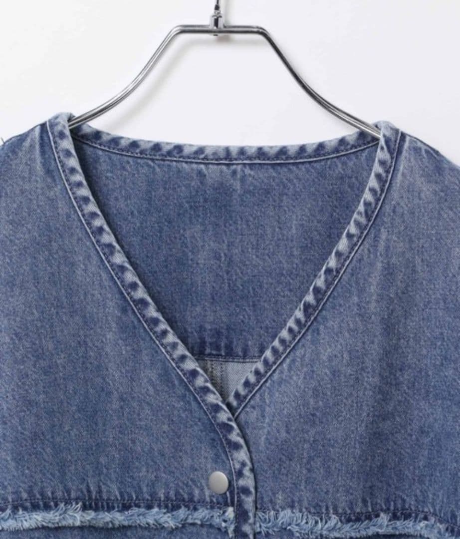 新品LEPSIMノーカラーデニムシャツ