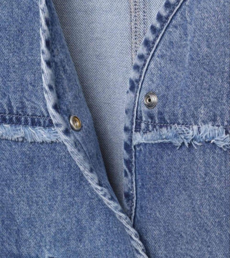 新品LEPSIMノーカラーデニムシャツ