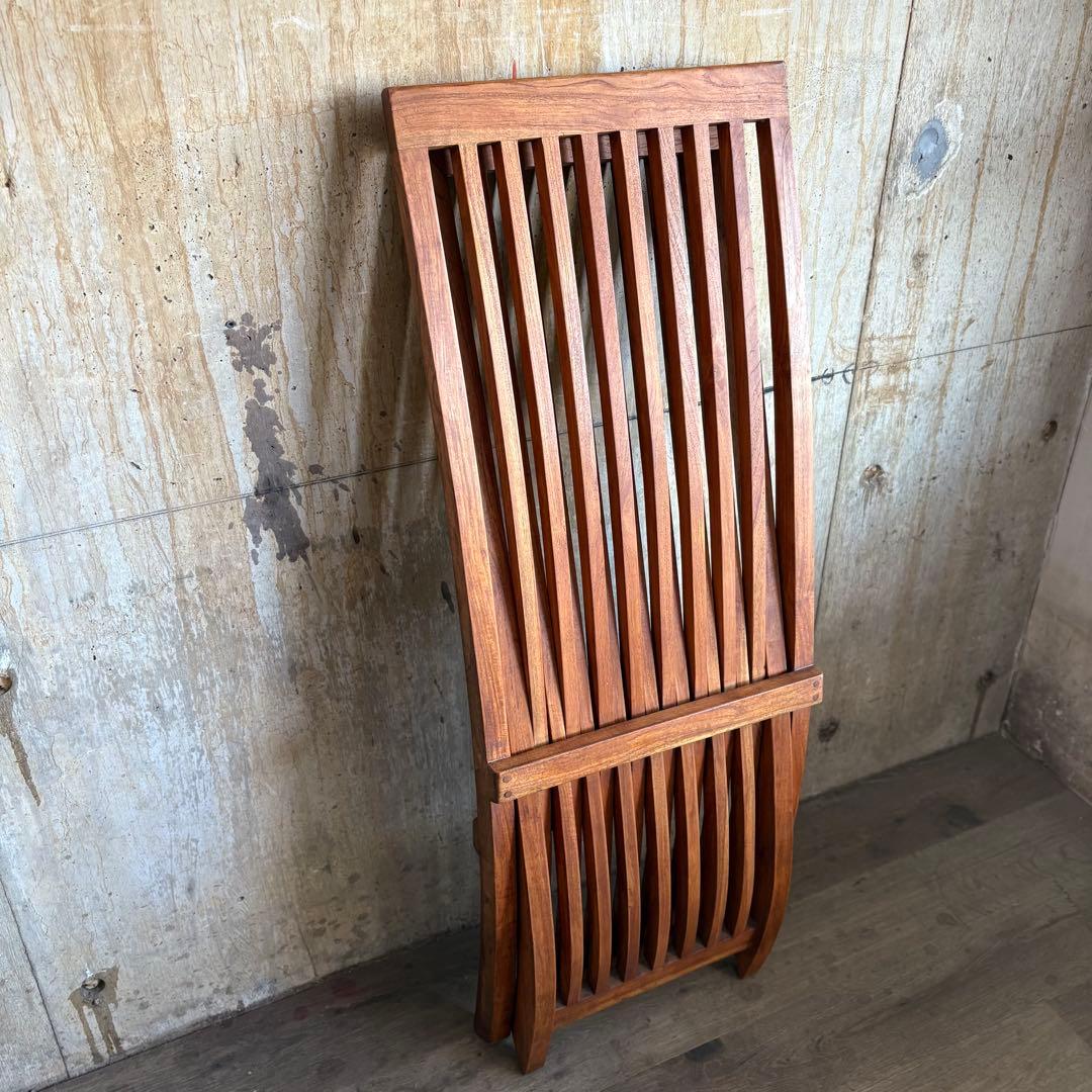 チーク無垢材　フォールディング　スライドチェア　ガーデンチェア