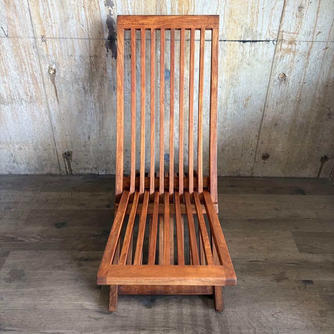 チーク無垢材　フォールディング　スライドチェア　ガーデンチェア
