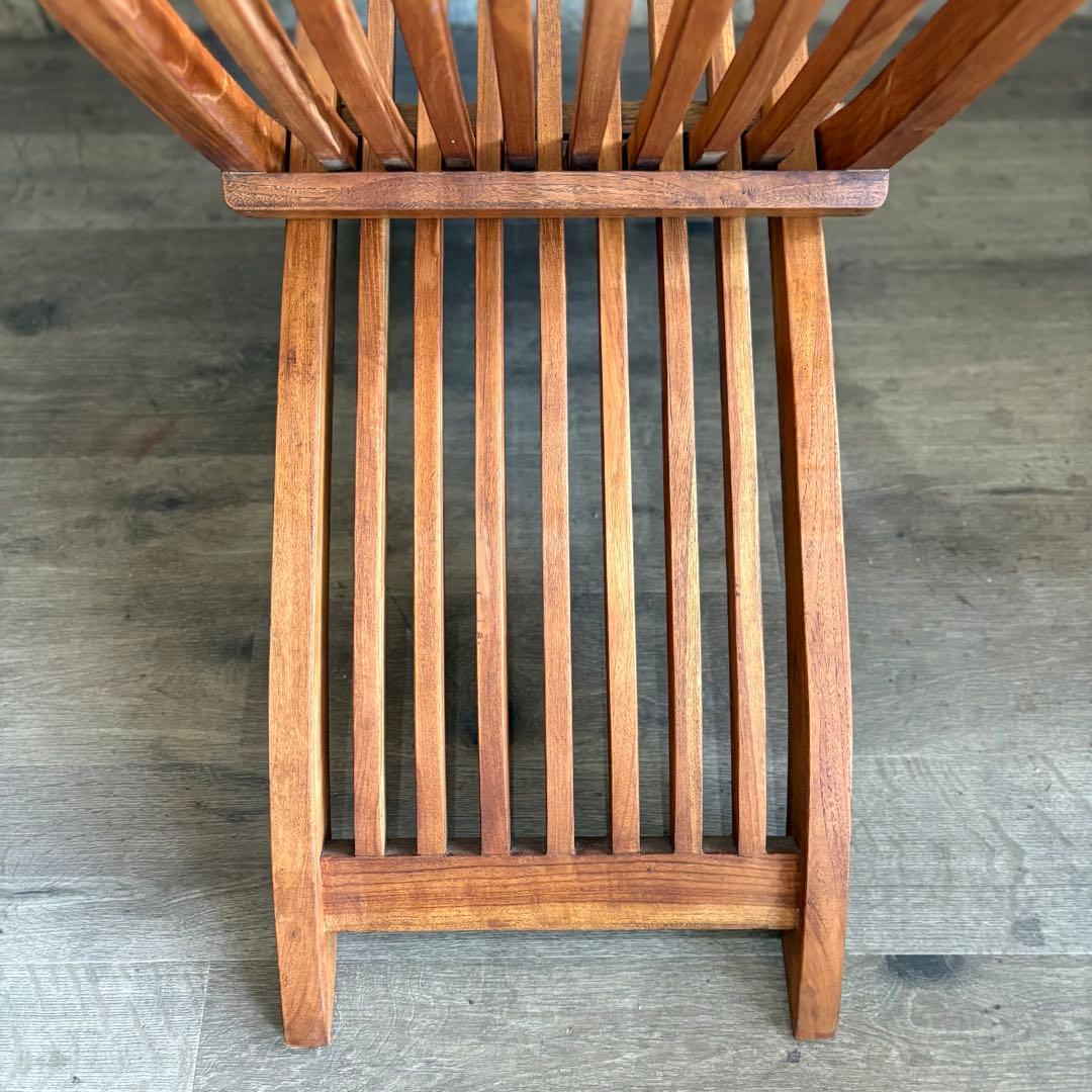 チーク無垢材　フォールディング　スライドチェア　ガーデンチェア