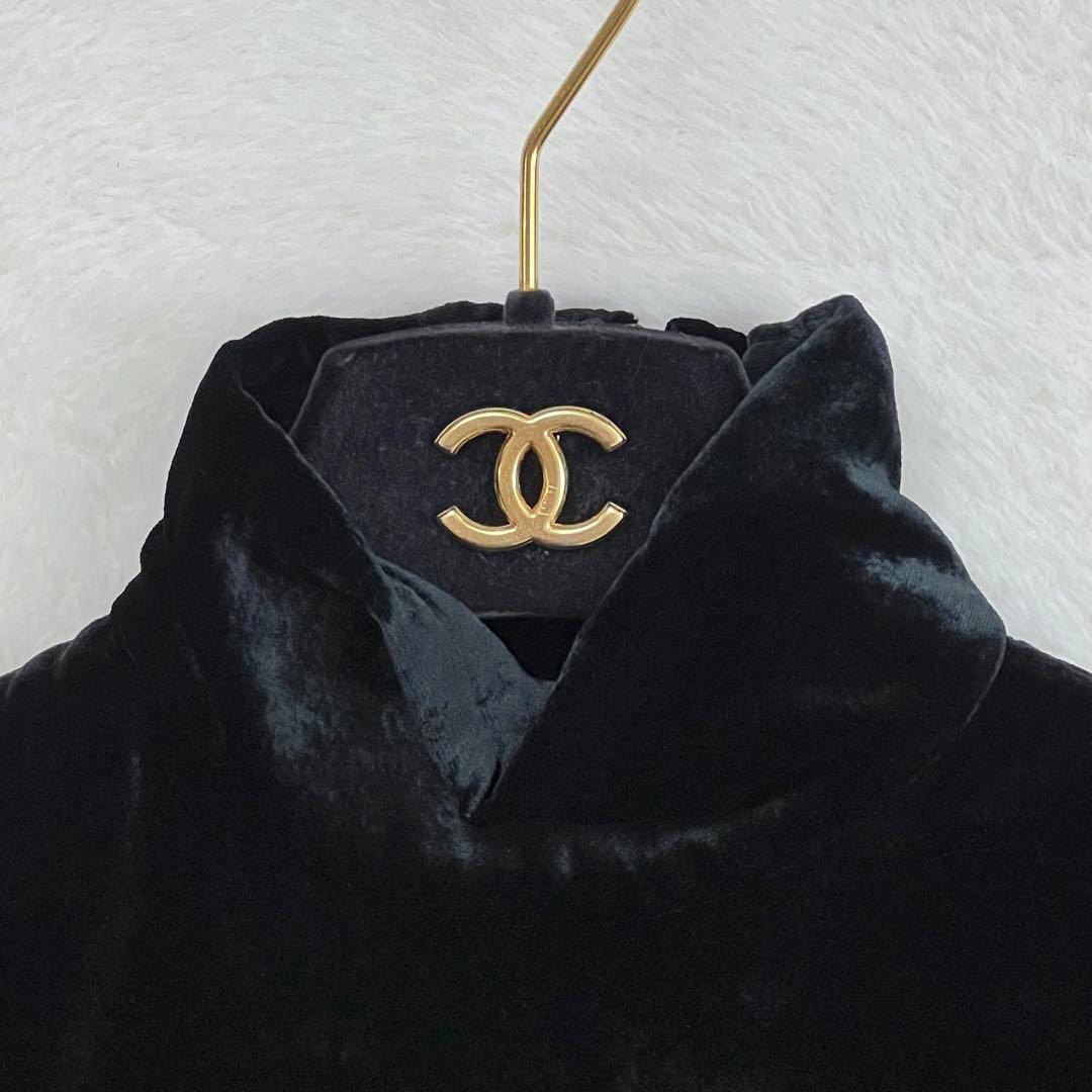 【ラルフローレンパープルレーベル】ハイネックベロアワンピース☆シルク混☆黒☆S