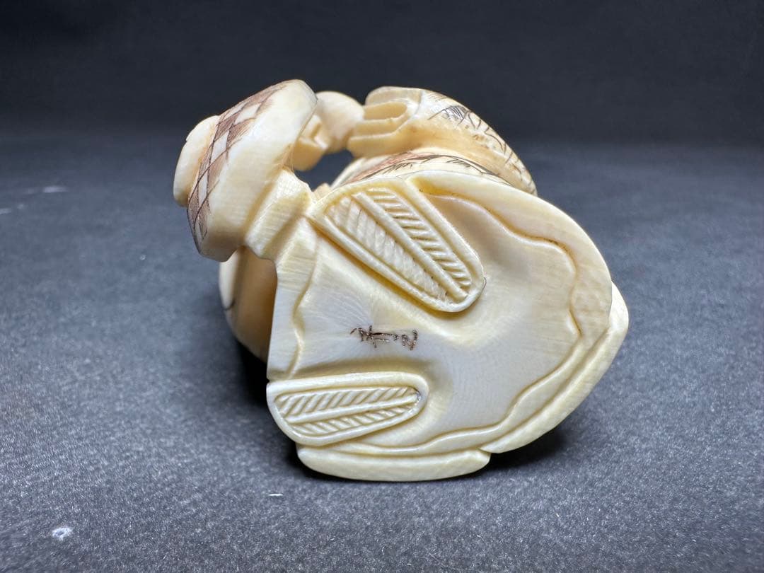 極上　天然素材　七福神　置物　根付　　アンティーク　和彫　骨董　飾り物　古美術品