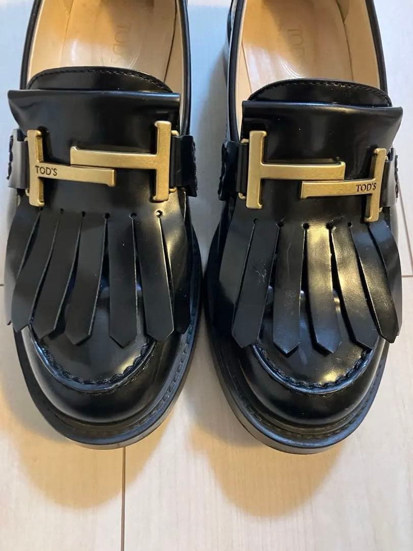 トッズTOD'S ダブルTタイムレスフリンジ ローファー 36.5