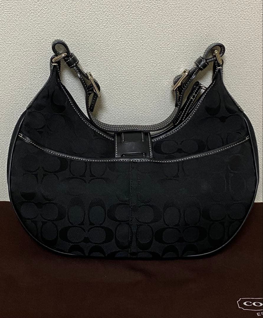 コーチ　キャンパスレザー　ワンショルダー　ソーホー　シグネチャー　ブラック