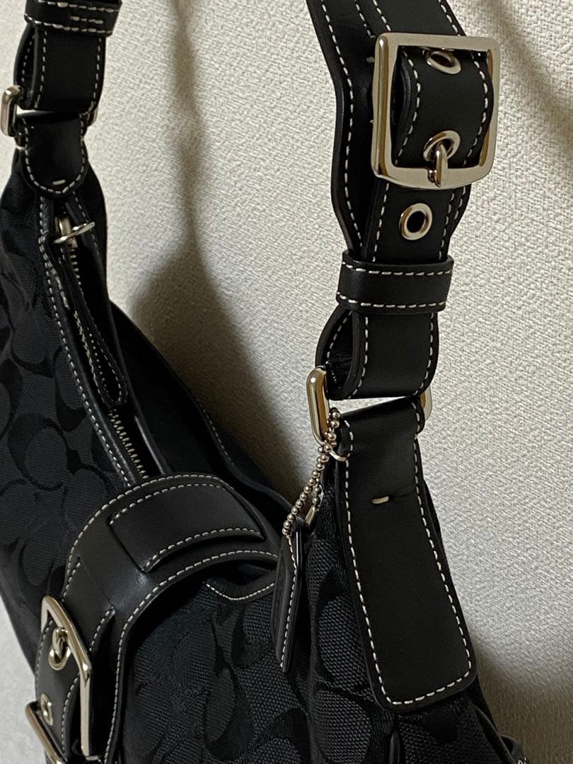 コーチ　キャンパスレザー　ワンショルダー　ソーホー　シグネチャー　ブラック